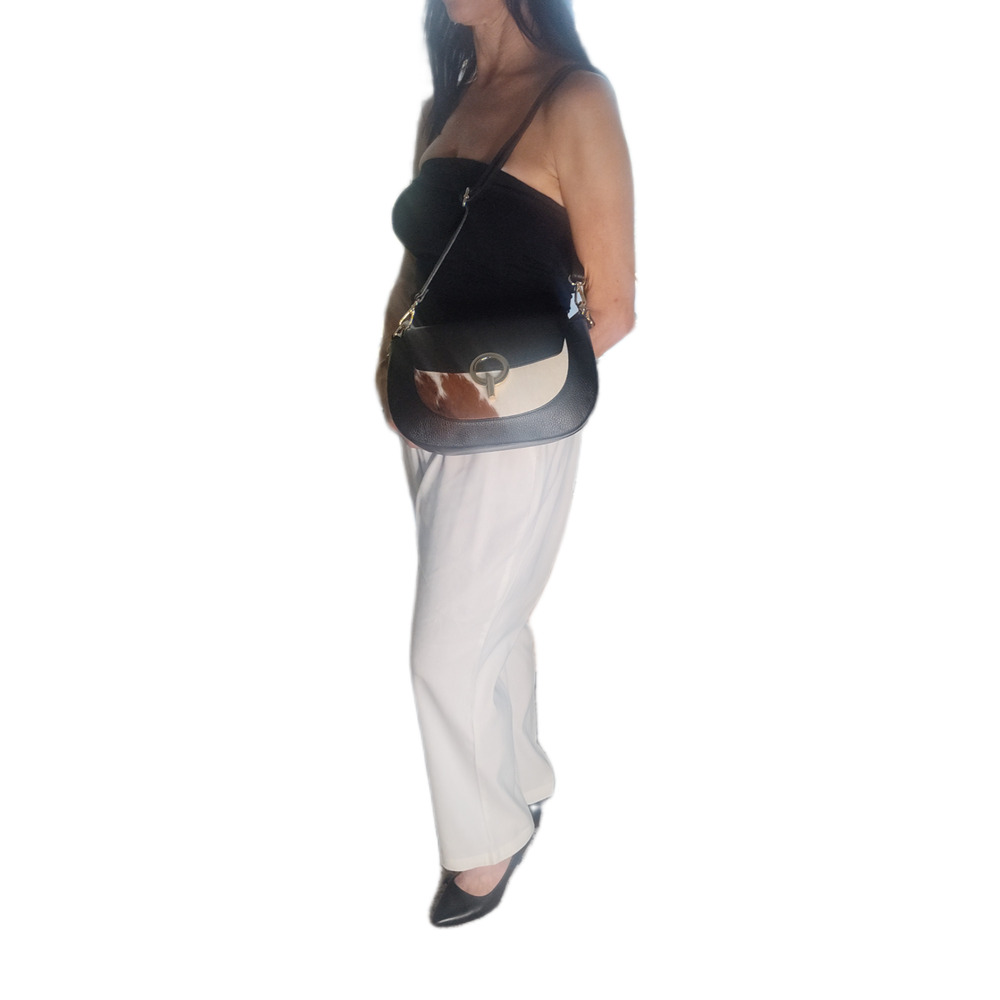 Charlie Leather Adeluccina Black Leather & Fur SM/Med Shoulder Bag/Crossbody-NWT - Picture 13 of 13